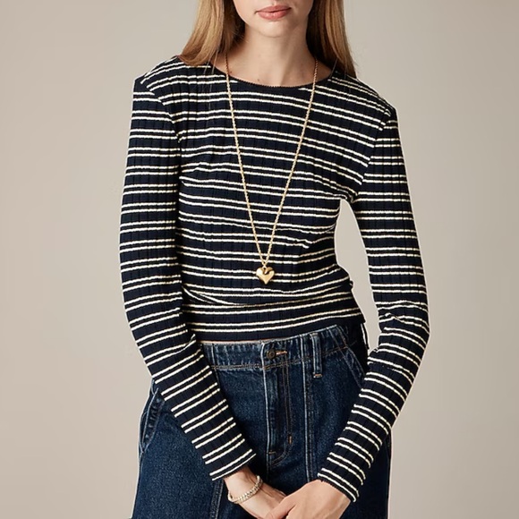 J. Crew Tops - J Crew Pointelle Stripe Tee